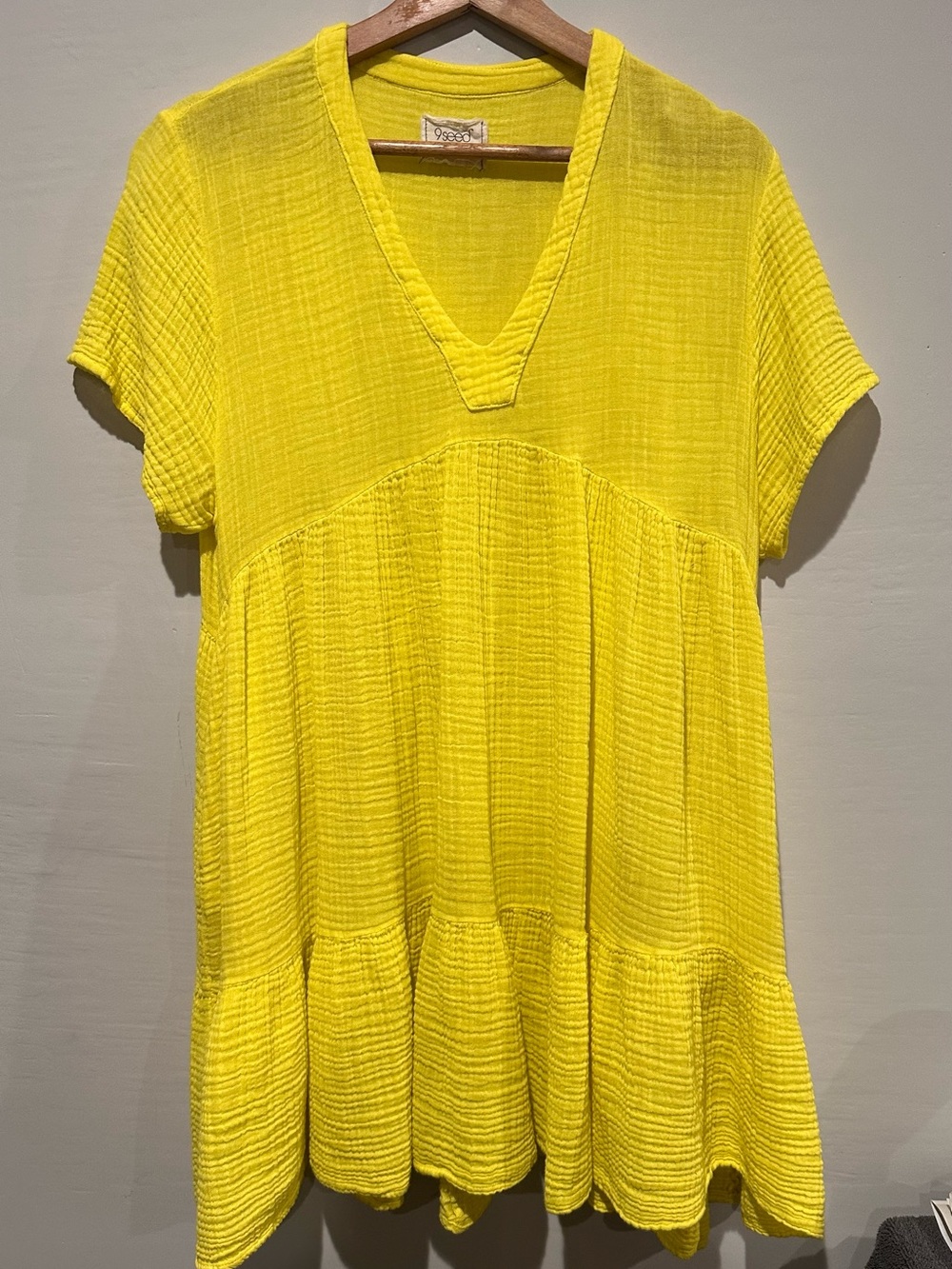 Sunny Yellow V-Neck Mini Dress